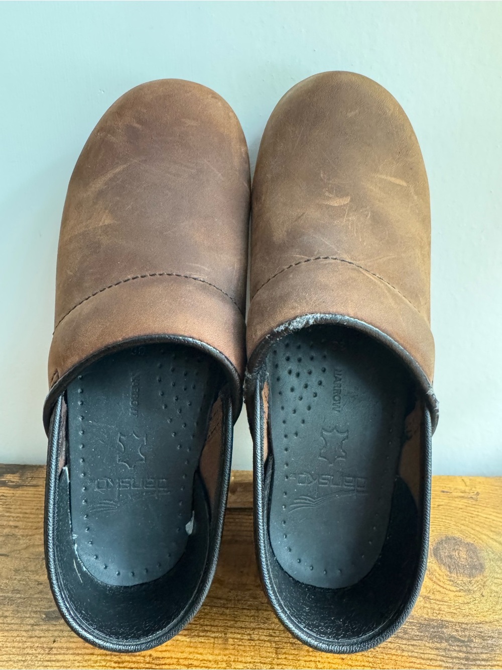 Dansko Brown Leather Clogs with Black Insoles